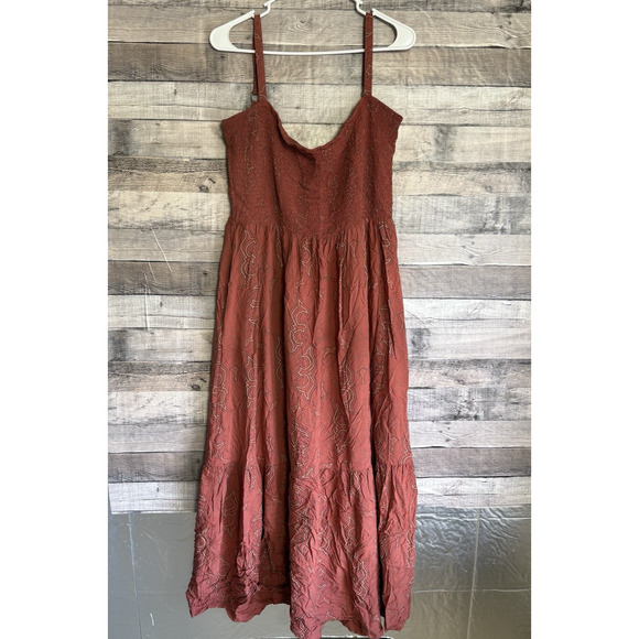 Wrangler Dresses & Skirts - Wrangler Retro Women's Paisley Smocked Maxi Dress Sleeveless Square Neck Size XL